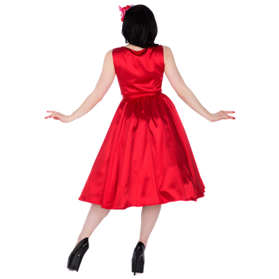 Hyacinth Full Circle Satin Swing Dress in Red