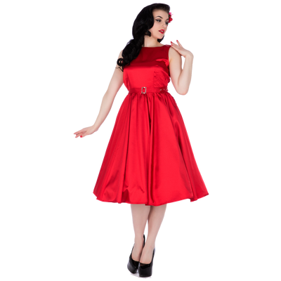 Hyacinth Full Circle Satin Swing Dress in Red