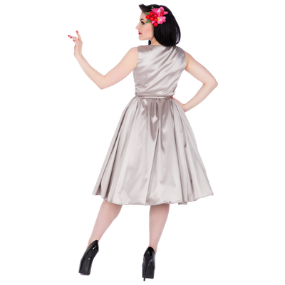 Hyacinth Full Circle Satin Swing Dress in Grey