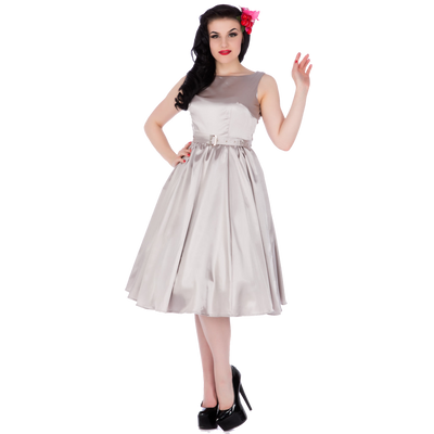 Hyacinth Full Circle Satin Swing Dress in Grey