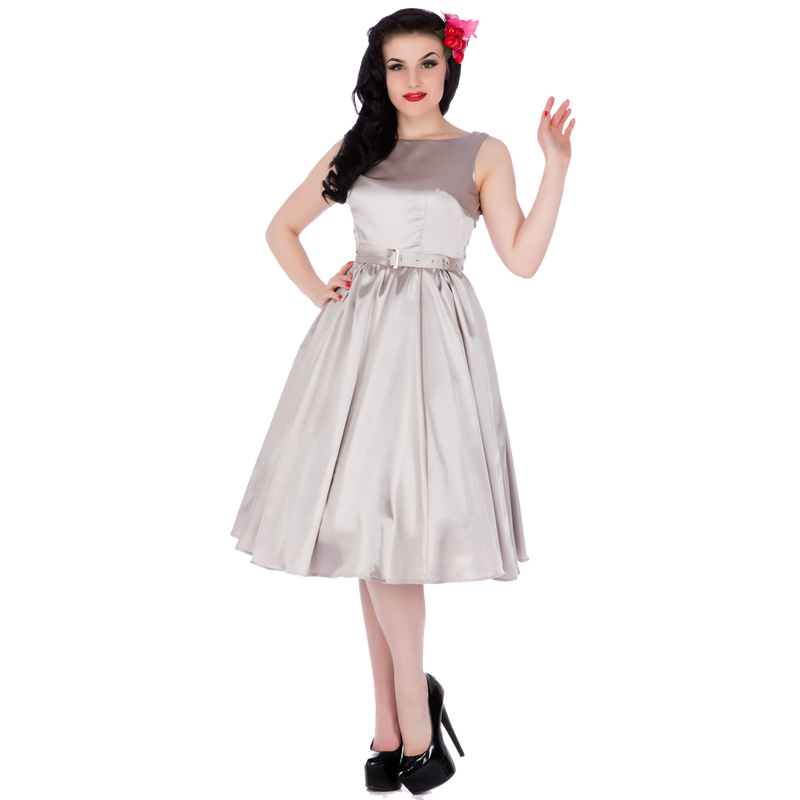 Hyacinth Full Circle Satin Swing Dress in Grey