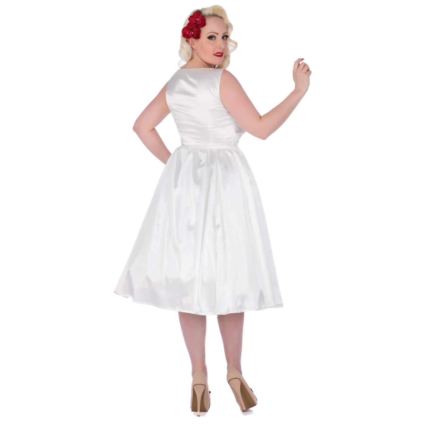 Hyacinth Full Circle Satin Swing Dress in White