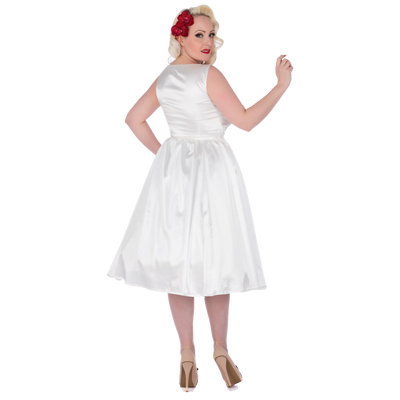 Hyacinth Full Circle Satin Swing Dress in White