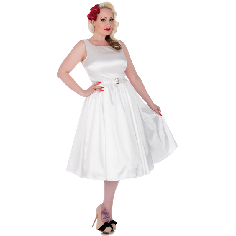 Hyacinth Full Circle Satin Swing Dress in White