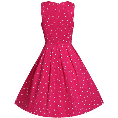 Lola Stylish 50's  Retro Swing Dress in Dark Pink