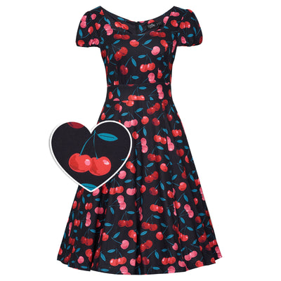 PRE-ORDER Children Claudia Black Cherry Print Swing Dress