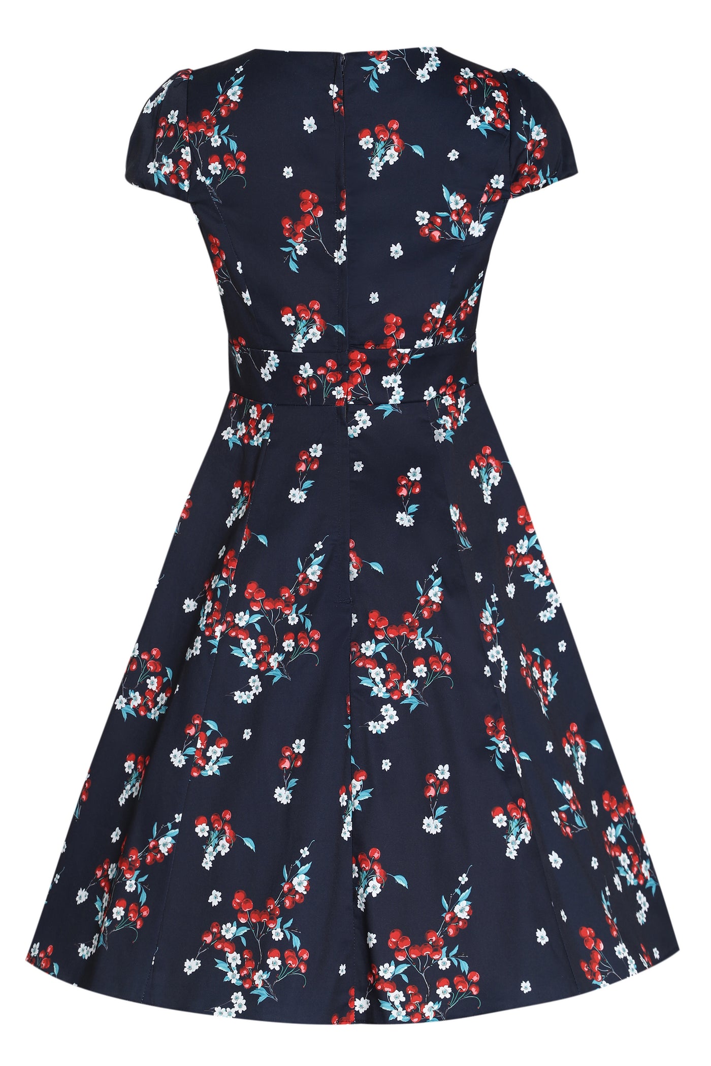 Claudia Black Flirty Fifties Style Polka Dots/Cherry Print Dress