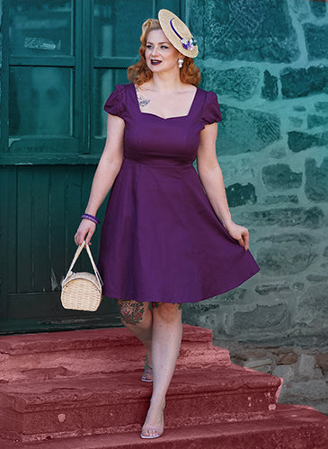 EU STOCK Claudia Flirty Fifties Style Dress in Purple