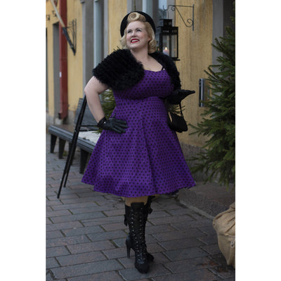 PRE ORDER Claudia Flirty Fifties Polka Dot Dress in Purple/Black