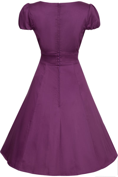 EU STOCK Claudia Flirty Fifties Style Dress in Purple