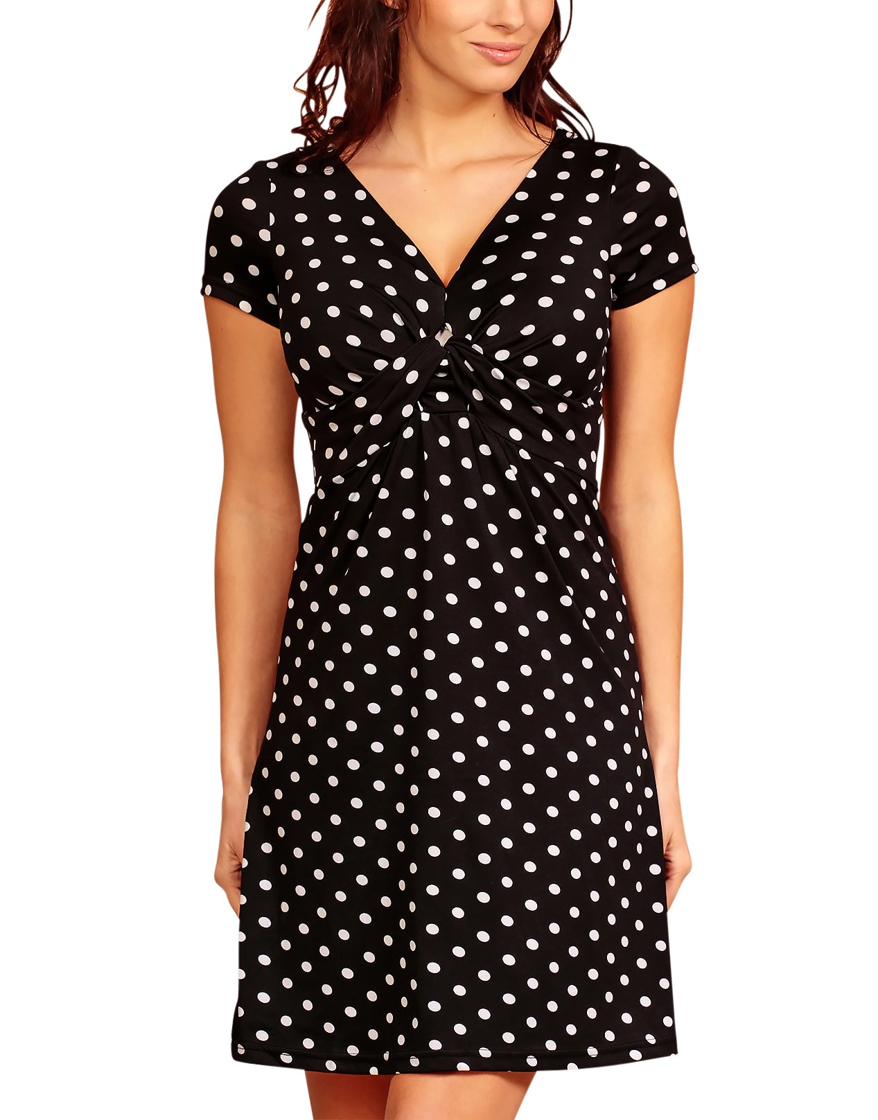 Pearl Polka Dot Retro Fitted Dress in Black