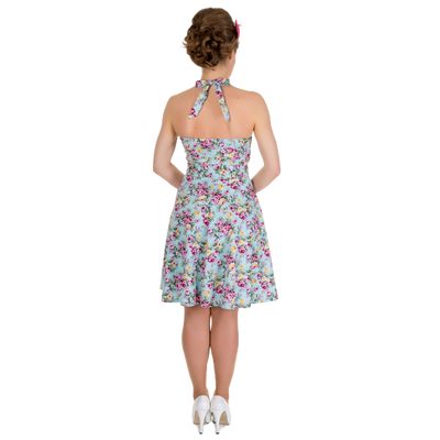 Cynthia Glamorous Floral Vintage Dress in Pale Blue