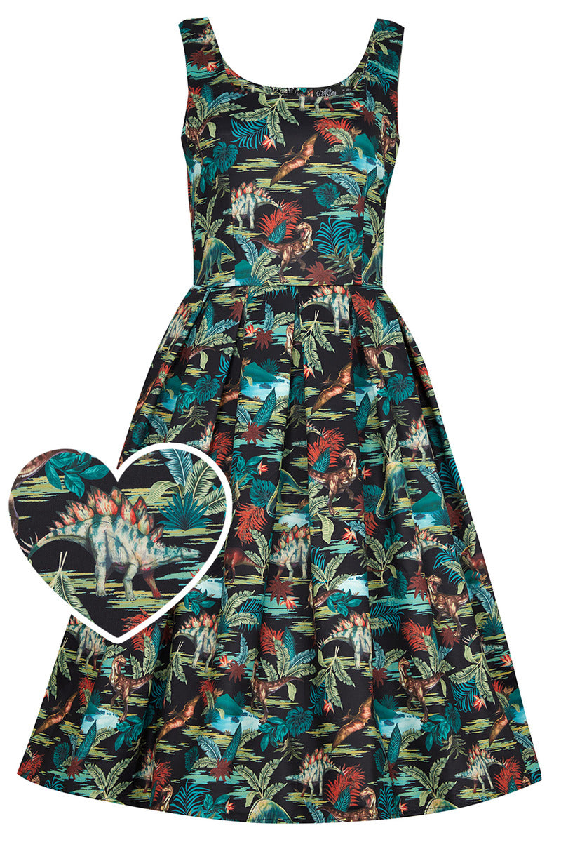 Amanda Black Forest & Dino Print Dress