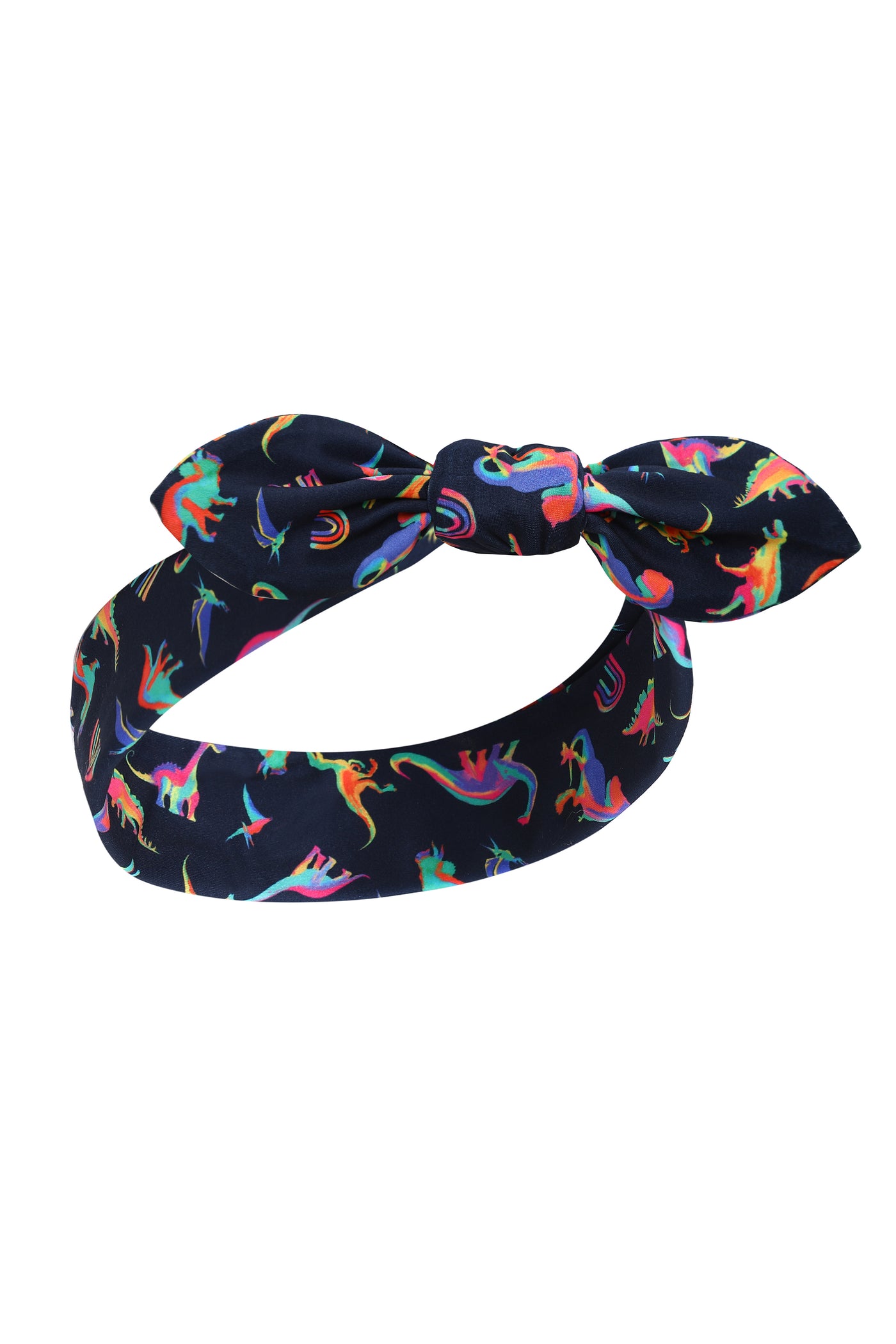 50's Inspired Quirky Headband in Multicolored Dinosaurs Print