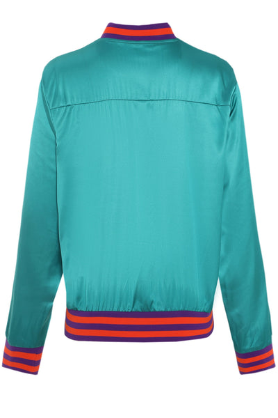 PRE ORDER Betty Turquoise Chic Long Sleeved Varsity Jacket