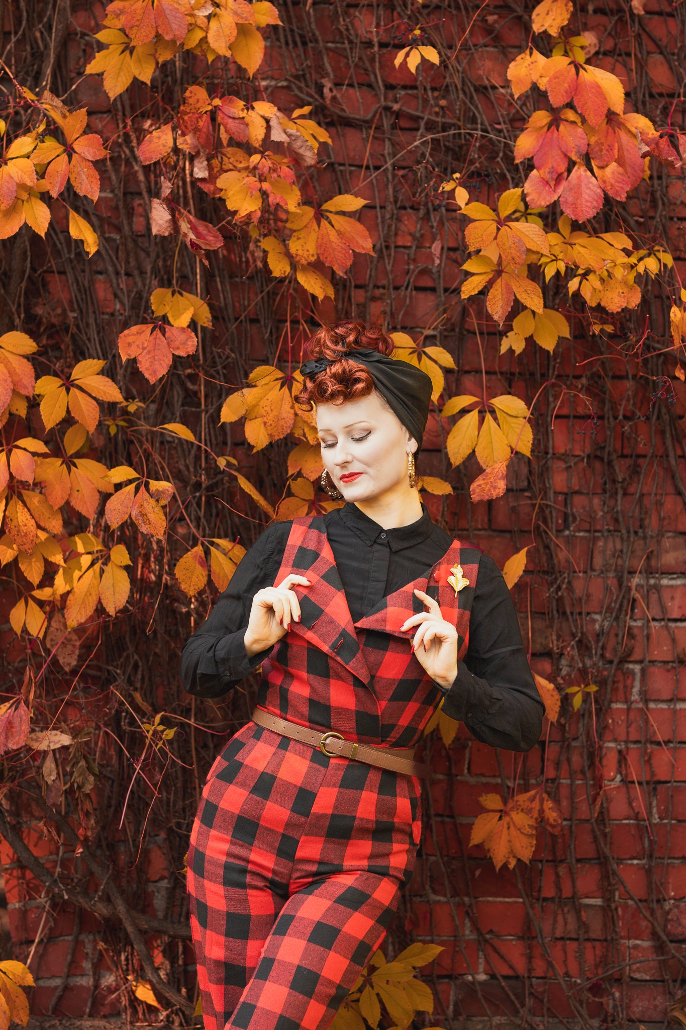 Sylvia Red and Black Tartan Jumpsuit