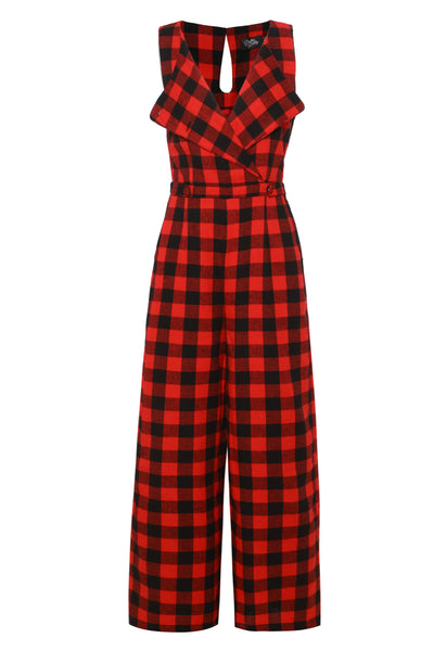 Sylvia Red and Black Tartan Jumpsuit