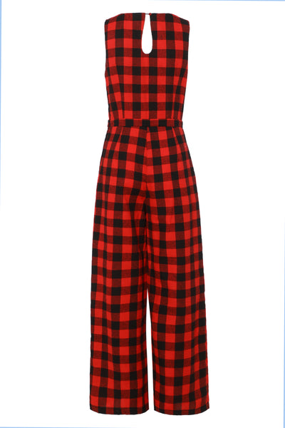 Sylvia Red and Black Tartan Jumpsuit