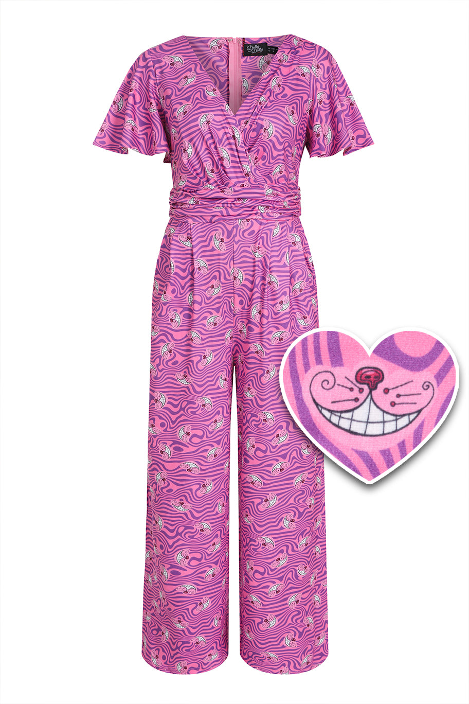 Charlotte Pink Cheshire Cat Smile Jumpsuit