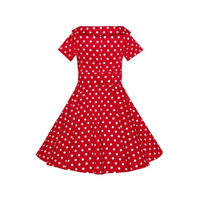 Kids Darlene 50's Polka Dot Swing Dress In Red/White