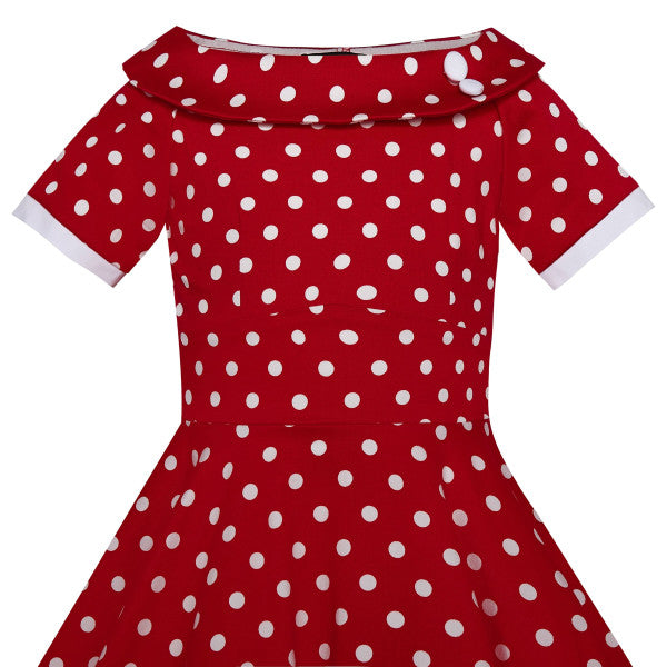 Kids Darlene 50's Polka Dot Swing Dress In Red/White