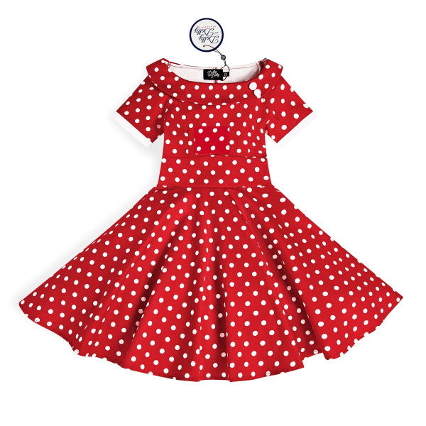 Kids Darlene 50's Polka Dot Swing Dress In Red/White