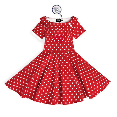 Kids Darlene 50's Polka Dot Swing Dress In Red/White