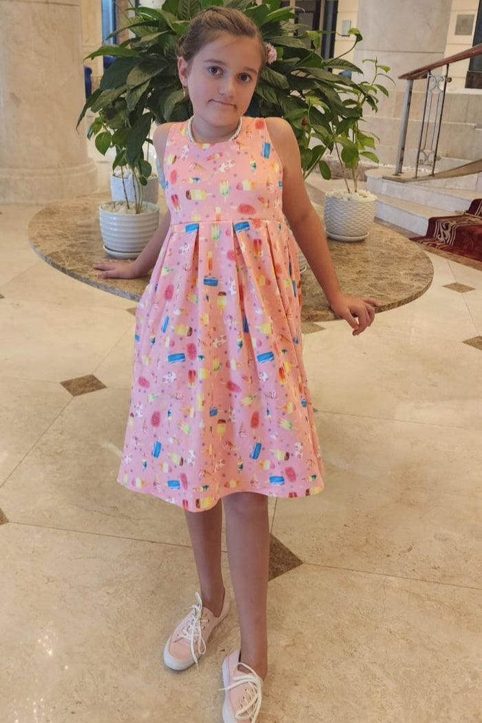 EU STOCK Children Amanda Swing Dress in Pink Popsicle Print