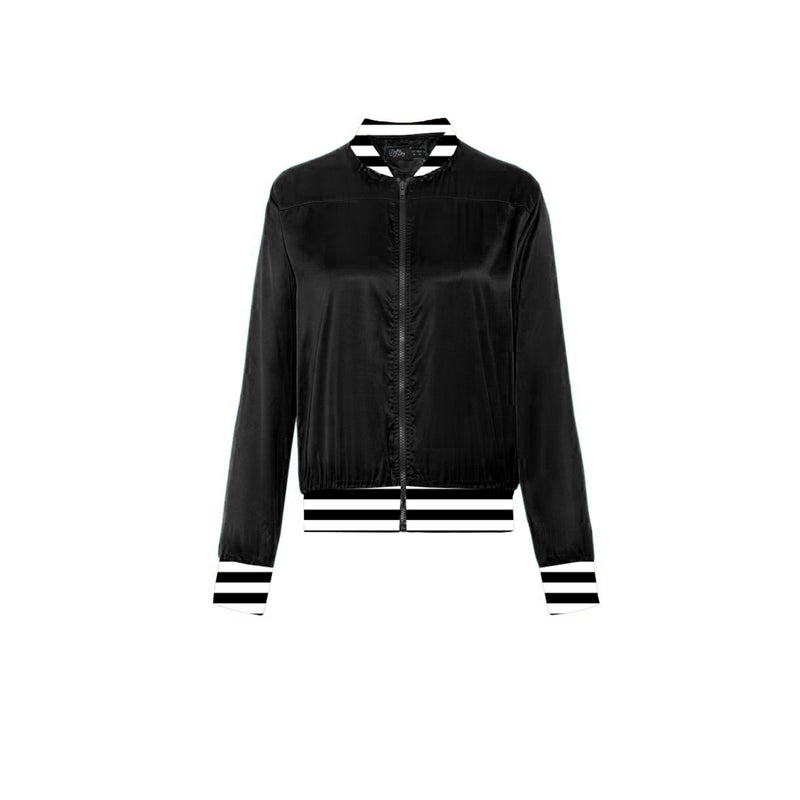 PRE ORDER Betty Plain Black Chic Long Sleeved Varsity Jacket