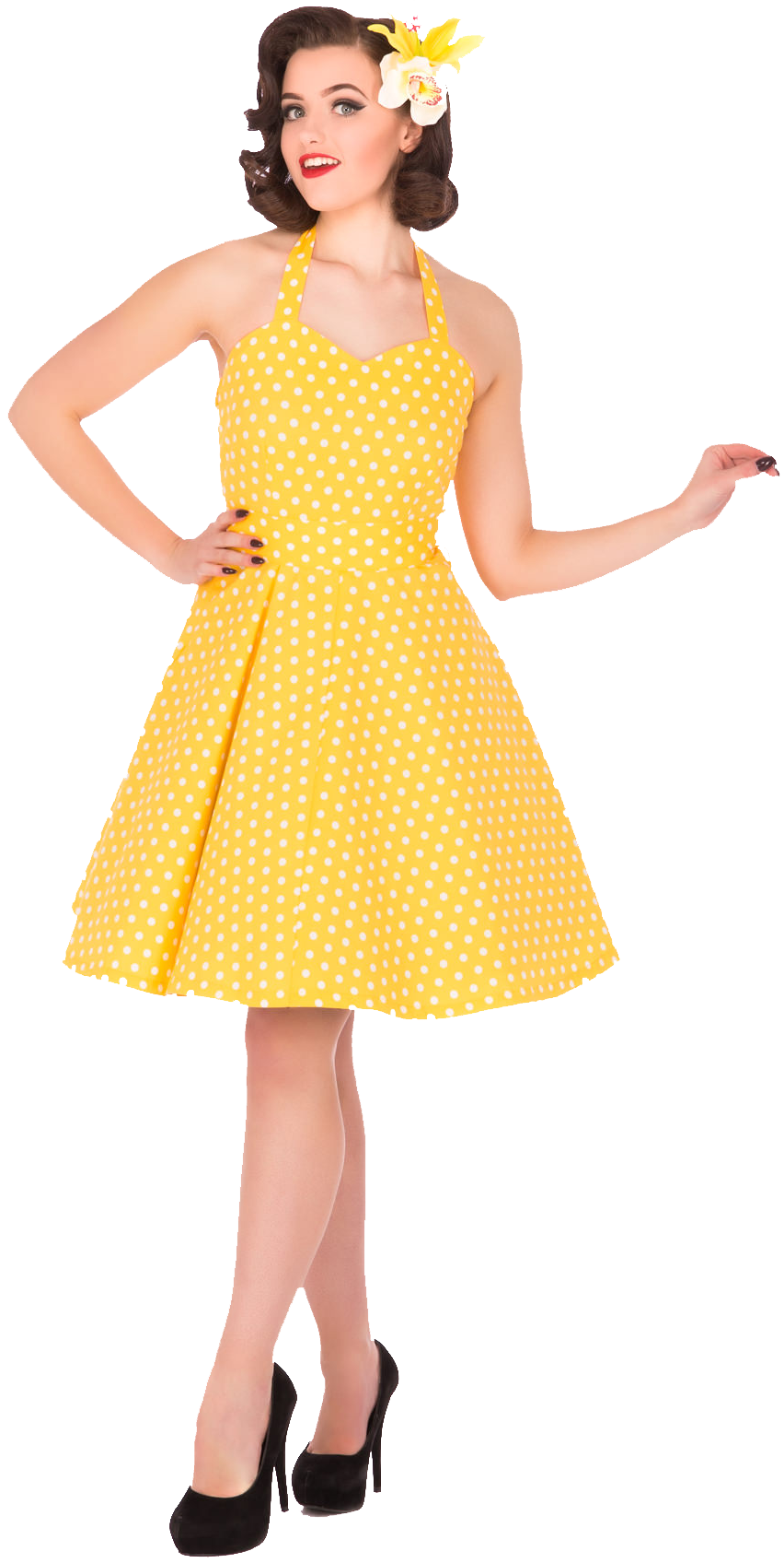 Penny Full Circle Polka Dot Skirt Dress in Yellow