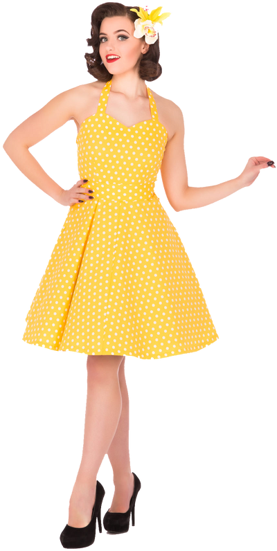 Penny Full Circle Polka Dot Skirt Dress in Yellow