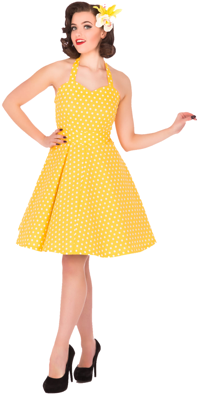 Penny Full Circle Polka Dot Skirt Dress in Yellow