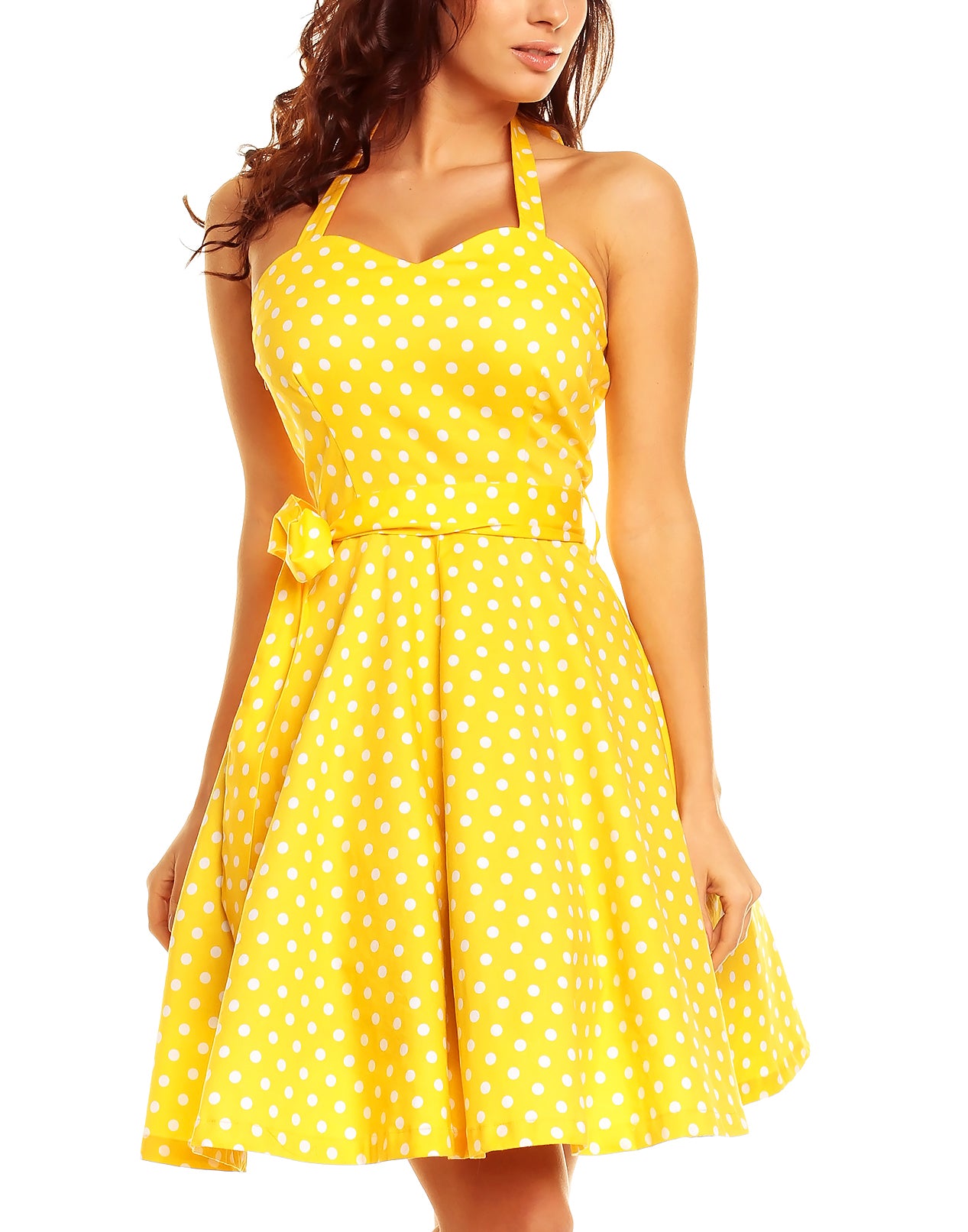 Penny Full Circle Polka Dot Skirt Dress in Yellow