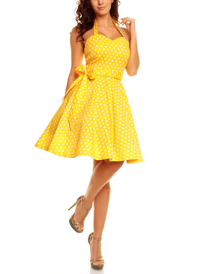 Penny Full Circle Polka Dot Skirt Dress in Yellow