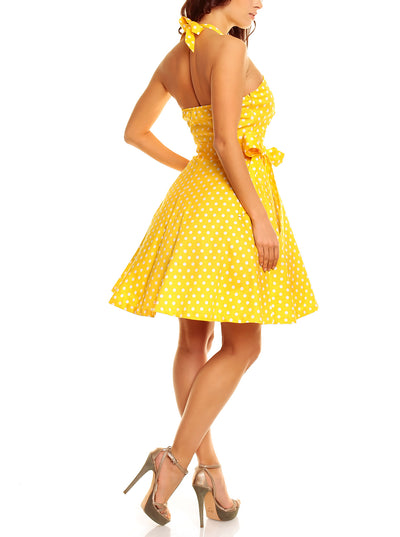 Penny Full Circle Polka Dot Skirt Dress in Yellow