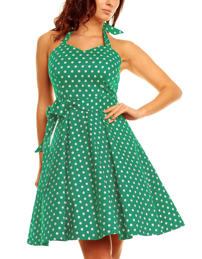 Penny Full Circle Medium Polka Dot Dress in Green