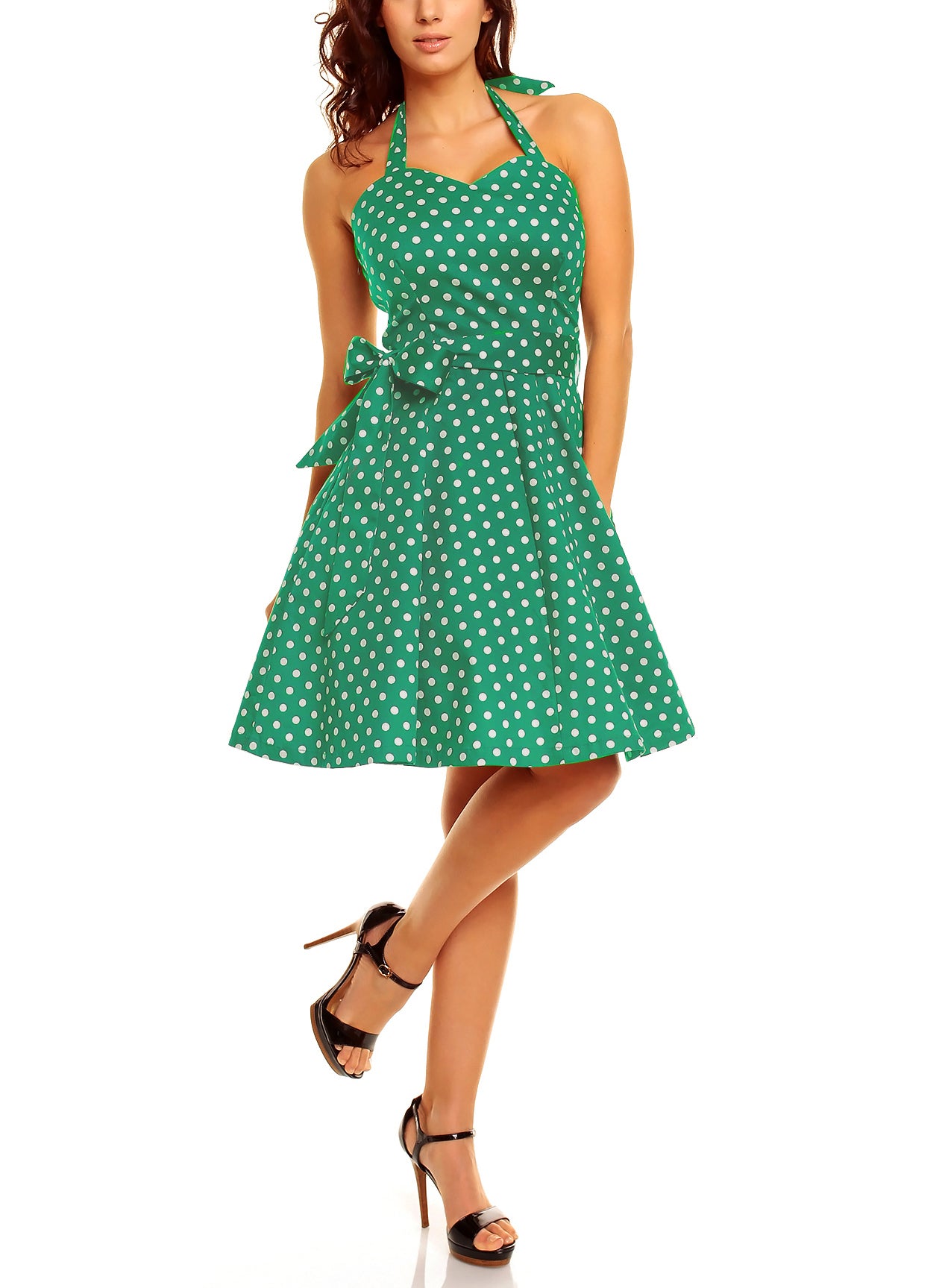 Penny Full Circle Medium Polka Dot Dress in Green