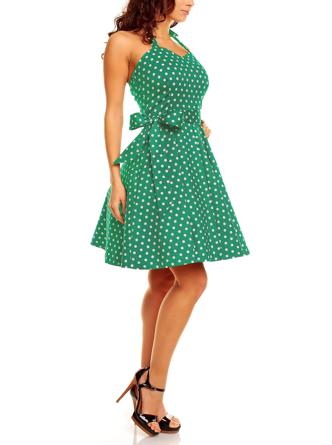 Penny Full Circle Medium Polka Dot Dress in Green