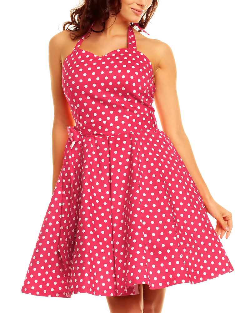 Penny Full Circle Polka Dot Skirt Dress in Hot Pink