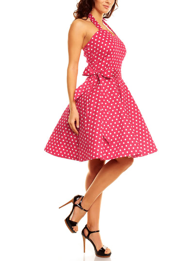 Penny Full Circle Polka Dot Skirt Dress in Hot Pink