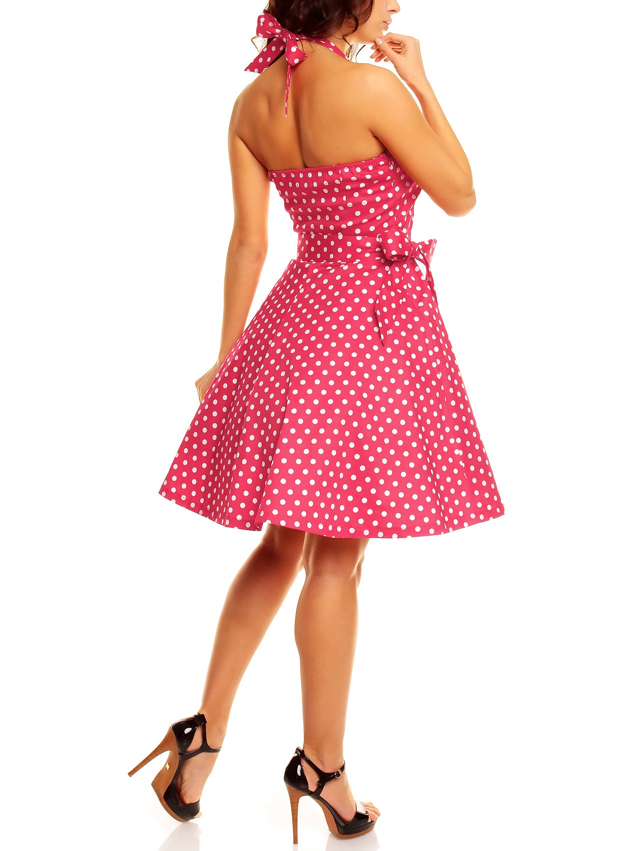 Penny Full Circle Polka Dot Skirt Dress in Hot Pink