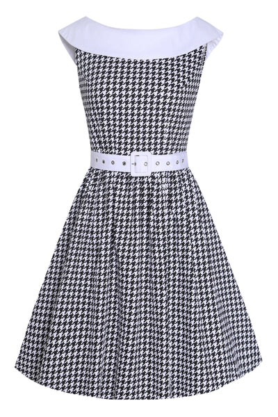 Cindy Black and White Vintage Dogtooth Dress