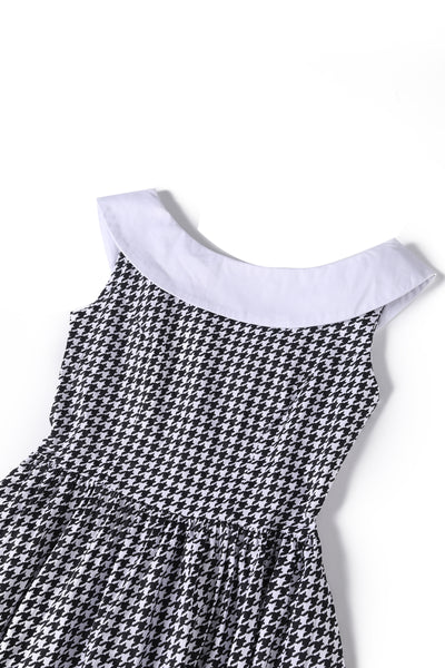 Cindy Black and White Vintage Dogtooth Dress