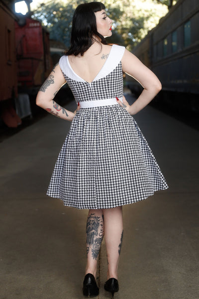 Cindy Black and White Vintage Dogtooth Dress