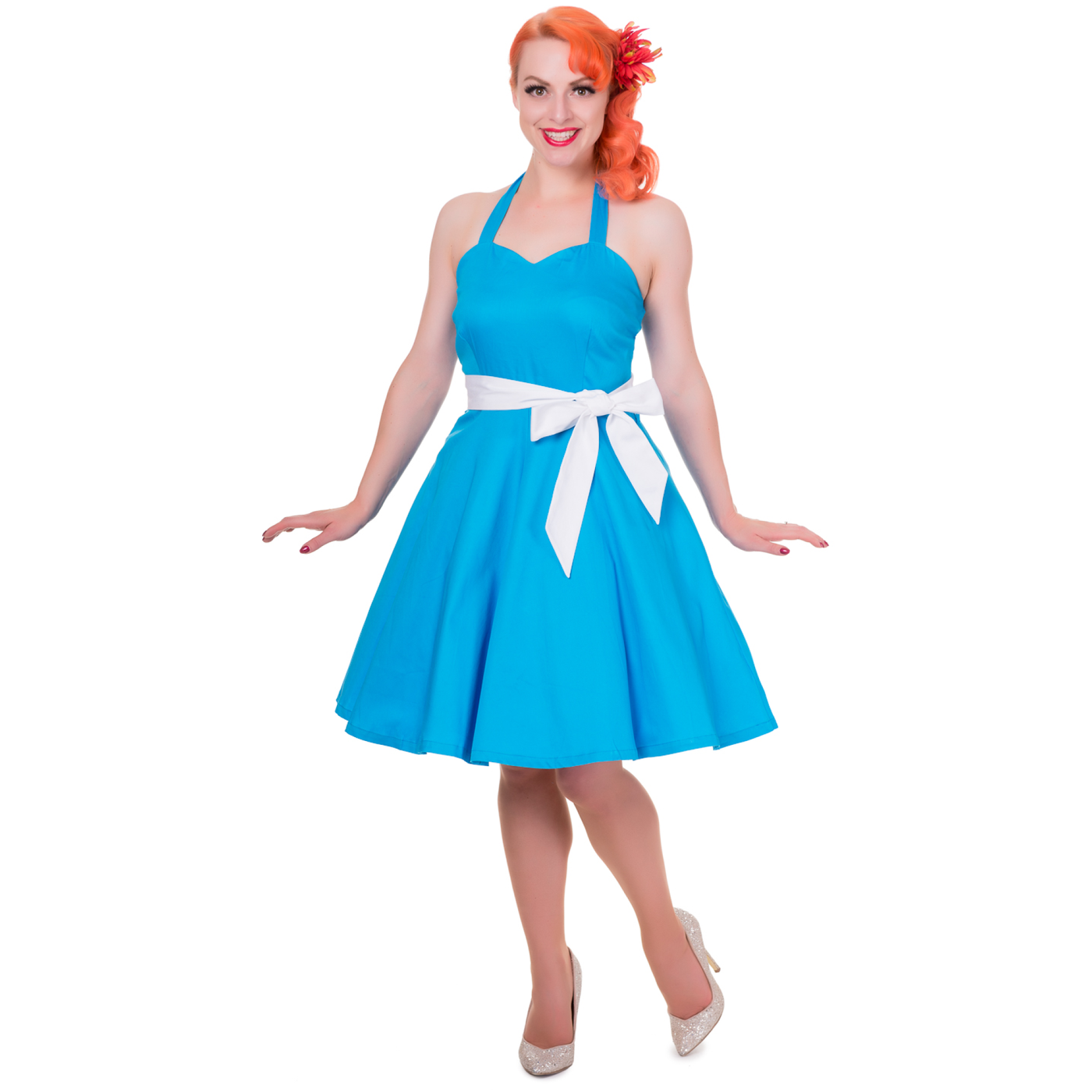 Nancy Sweetheart Neck 50's Dress in Blue