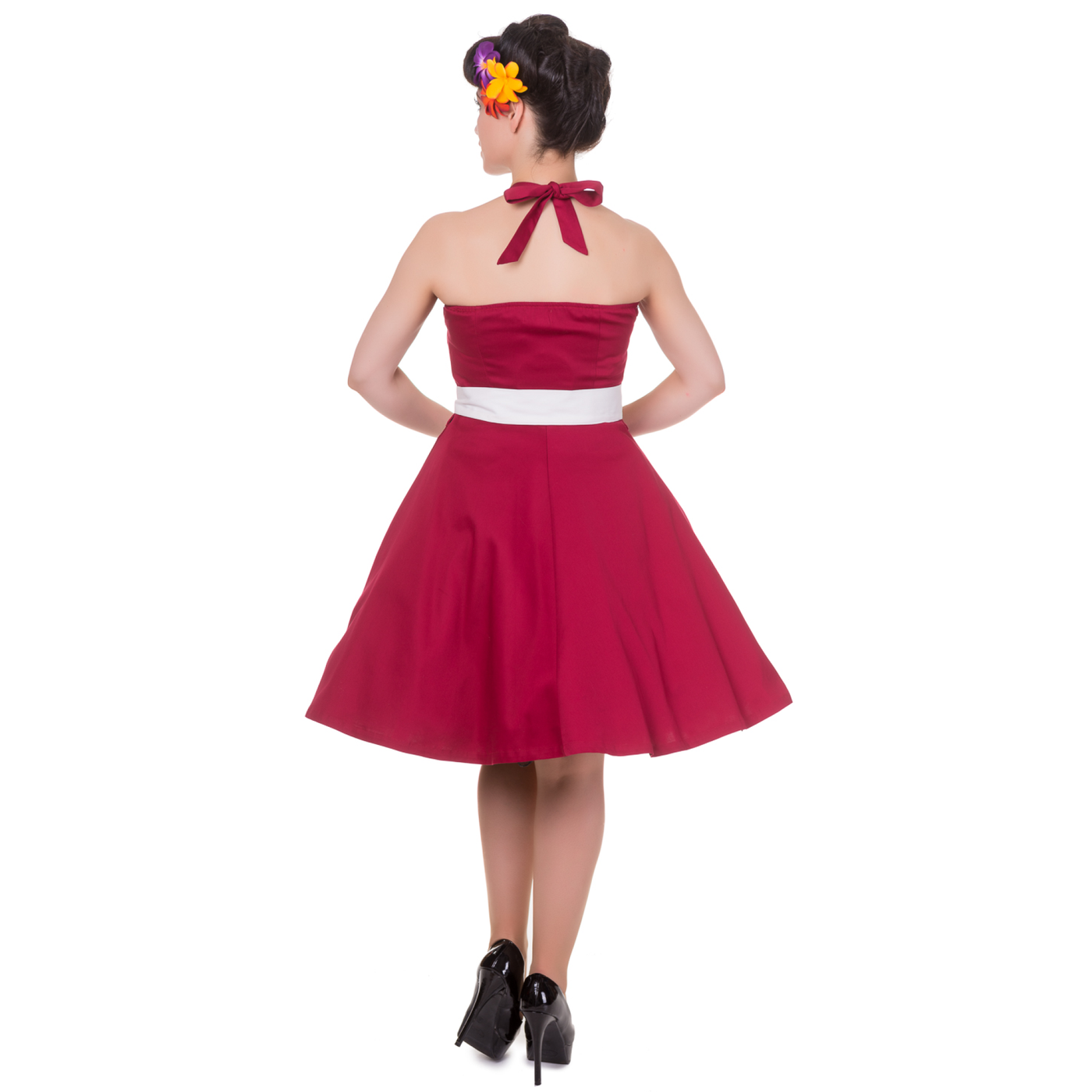 Nancy Sweetheart Neck 50's Dress in Burgundy