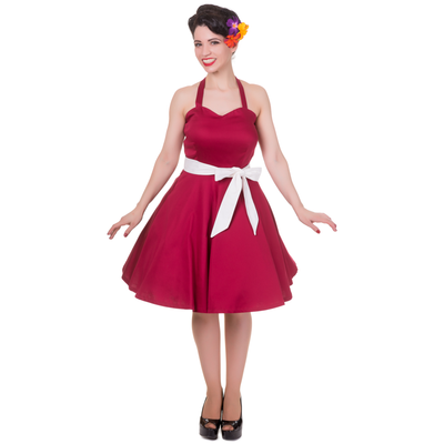 Nancy Sweetheart Neck 50's Dress in Burgundy