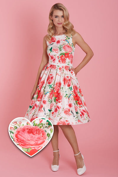 PRE ORDER Annie White Red Floral Swing Dress