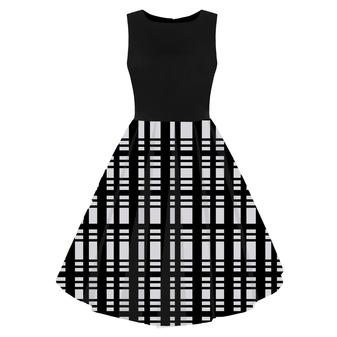 Annie Black Top and Checkered Skirt Retro Swing Dress