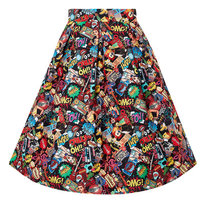 EU STOCK Carolyn Box Pleat Pop Art Skirt